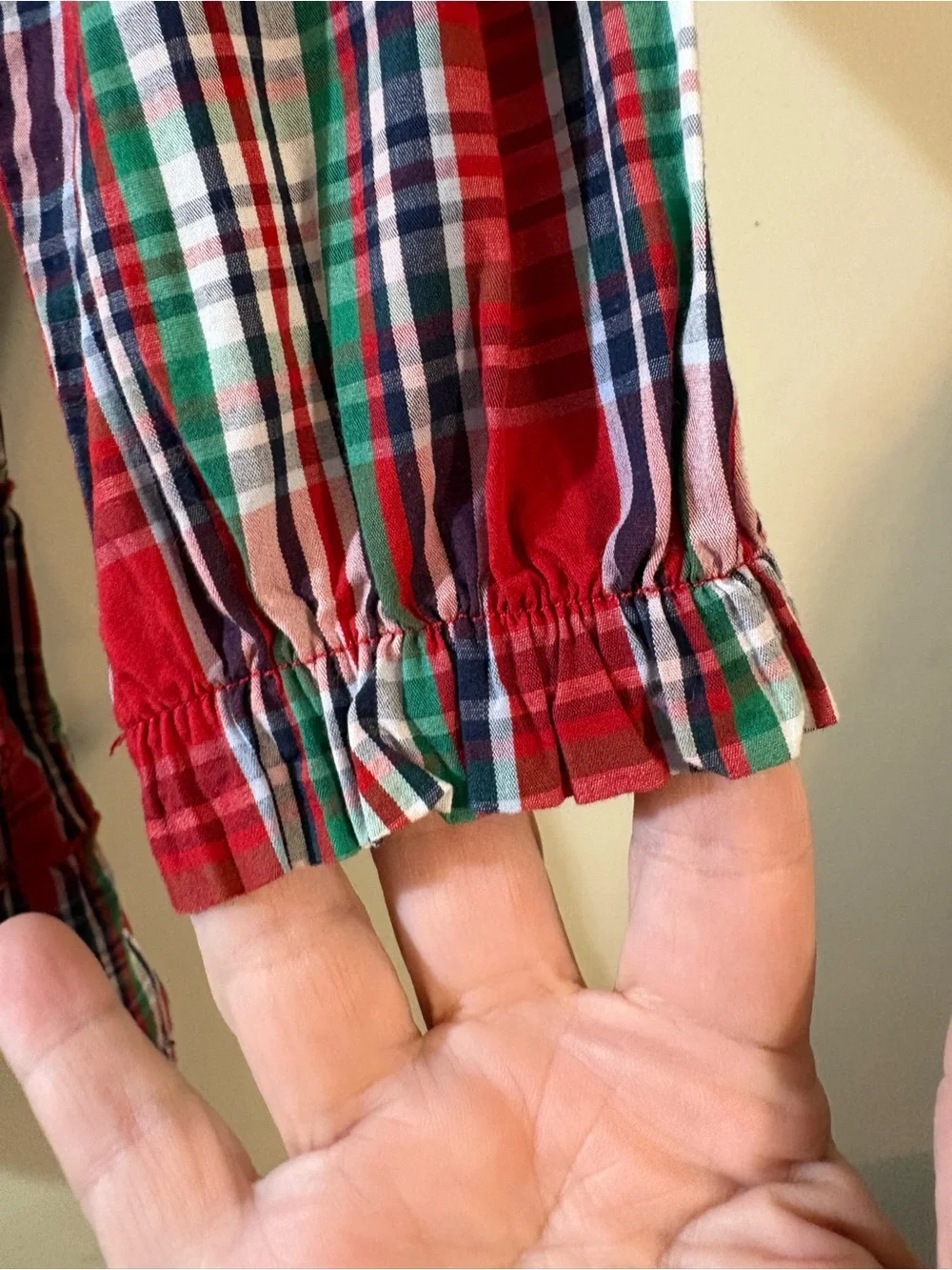 Crown & Ivy Kids dress size 6X festive‎ red green plaid smocked Tiered Dress